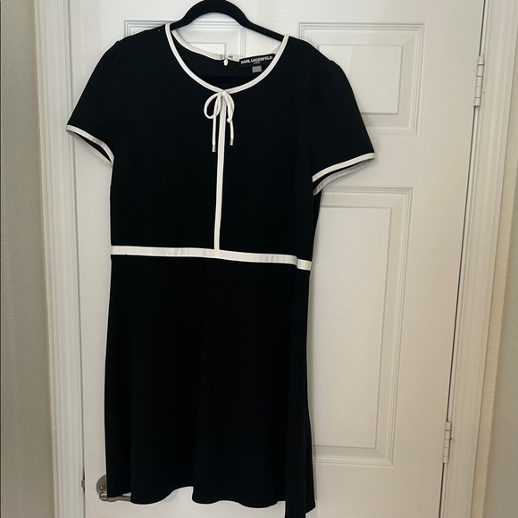 Karl Lagerfeld Dresses & Skirts - Karl Lagerfeld Paris Black Dress with White Trim